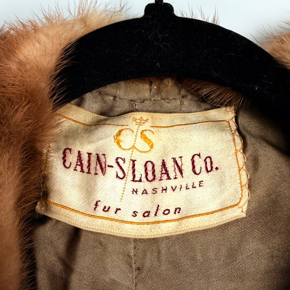 Vintage Cain Sloan Nashville Custom Mink Mobwife Old Hollywood Glamour Caplet - Picture 5 of 11